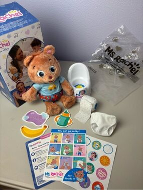 Rachel Brown Plush Potty-Training Bear Bean with Blue Shirt and Red Underwear